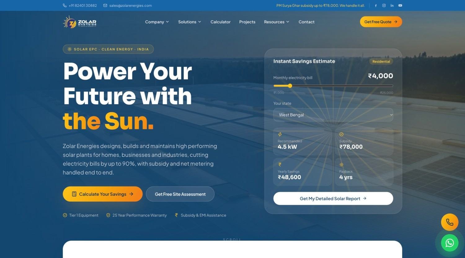 Zolar Engergies Solar Power Project — home page